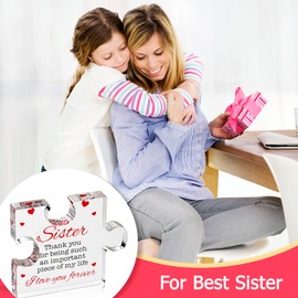 Birthday Gifts for Sister - Engraved Acrylic Block Puzzle Present - Cute Birthday Gifts from Besties, Happy Birthday Sister Gift from Brother - Thanksgiving Ideas