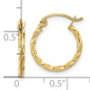 10K Solid Yellow Gold Twisted Round Small Hoop Earrings