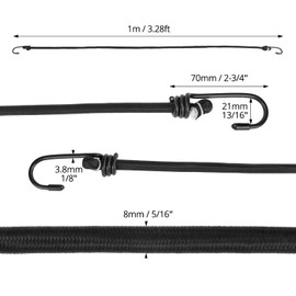 QWORK® 10 Pack 40" (100CM) Bungee Cords with Hooks, Multipurpose Bungee Straps for Cycling, Hiking, and DIY projects
