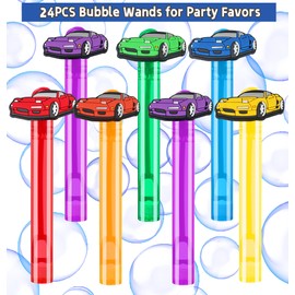 Race Car Party Favors 24Pcs Bubble Wands for Wheel-Themed Birthday Party Supplies, Kids Pinata Goodie Bag Stuffers & Classroom Prizes Gifts