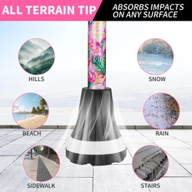 PANZHENG All Terrain Walking Cane for Man/Woman - Adjustable Shock Absorption Cane with Floral Surface Print, Canes for Women, Canes for Women for Stability - Lightweight Senior Balance Support Cane