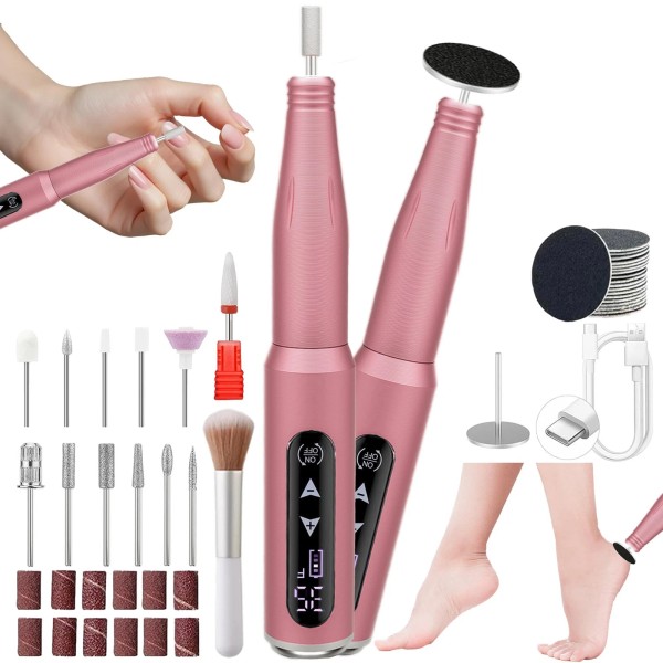 Liqiamei Nail Drill File Electric, 2-in-1 Touch Rechargeable Drill Nail,
