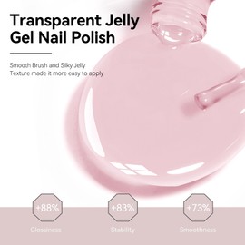 MEGIOR Milky Pink Jelly Gel Nail Polish 0.5 Fl Oz Neutral Transparent Colors Soak Off UV LED Lamp Light Cure Gel Polish Kit for Salon and Nail Art Starter Manicure DIY at Home