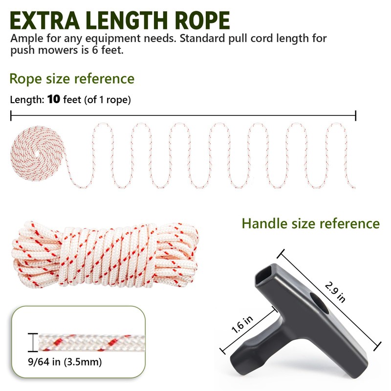 3 Pack, 10 ft x 9/64" (3.5mm) Pull Cord Rope