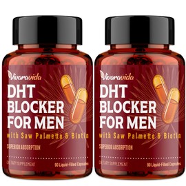 DHT Blocker for Men | Hair Growth Supplement with Saw Palmetto & Biotin - Hair Growth Vitamins - Hair Regrowth - Natural Hair Loss Supplements Liquid-Filled - Proprietary Herbal Blends (180 Capsules)