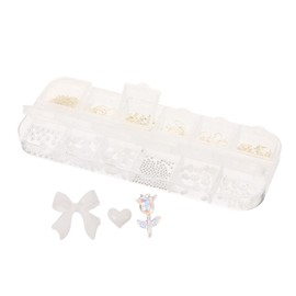 Gatuida Nail Charms Assortment Compartment Pearl Bow Nail Decorations for Acrylic Nails Versatile Cute Accessories for Stunning Nail Art Designs Easy Application for All Nail