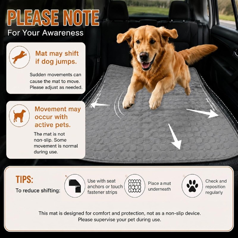 Dog Cooling Mat for Car Backseat, 54"x25", Slim Ice Silk,