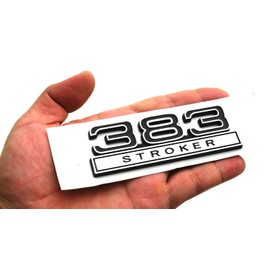 2pcs 383 Stroker 6.2 Liter Engine Emblems Badge 3D Decals Stickers Cars Trucks (Chrome Black)