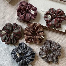 Scrunchie hair tie scrunchie hair scrunchie hair / 잔방체크스크런치곱창머리끈 스크런치 헤어슈슈 헤어
