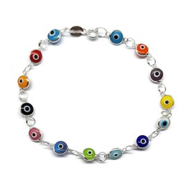 MYSTIC JEWELS by Dalia – Silver Evil Eye Bracelet – 19 cm (MultiColour)