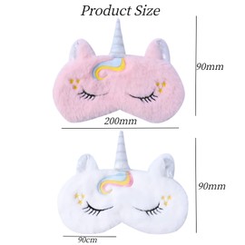 MAIHUO 2 Pcs Unicorn kids Sleep Mask,Child Eye Mask, kids Sleeping Mask, Cute Plush Eye Masks, Travel Breathable Eye Masks,Block Out Light Eye Mask,with Adjustable Strap for Sleeping