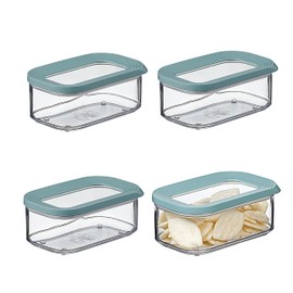 Mepal Modula Storage Container Set, 425 ml, Plastic Container with Lid, Pack of 4, Ideal for Food Storage, Stackable and Space-Saving, Dishwasher Safe, Nordic Green