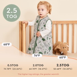 Yoofoss Baby Sleeping Bag 12-18 Months 100% Cotton 2.5TOG Winter Toddler Sleep Sack 2 Way Zipper Baby Wearable Blanket for Infant Toddler