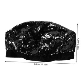 TOVINANNA Vintage Sequin French Beret for Women Black Stylish Beret Hat with Octagonal Design Warm Autumn Winter Artist Cap Elegant and Fashion Accessory