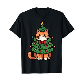 Ginger Cat Christmas Tree Cute Xmas Girls Kids Toddler Women T-Shirt