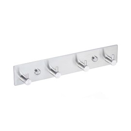 QNIIAED Coat Hooks Wall Mounted,Multipurpose Modern Stainless Steel Screw in Door Hook Metal Heavy Duty Coat Rack Row of Hook Hanger Towel Robe Clothes Hat Hook for Bathroom Bedrooms（Silver 4 Hooks