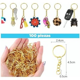 50 Argollas para Llaveros con Cadena y Anillos, Kit para Hacer Llaveros Metal Resistente Ai Oxido, Incluye 50 Anillos de Salto Abiertos, para Manualidades, Joyeria Diy y Organizar Llaves