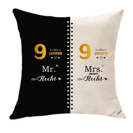 Hasodeo 9th Wedding Anniversary Gift Cushion Cover 45x45, 9 Years Anniversary Decoration, Gifts for 9th Wedding Anniversary, 9th Anniversary Gifts for Wife Women Men Couples Husband (9)