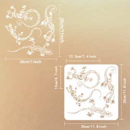 FINGERINSPIRE Geckos Stencil 30 x 30 cm Lizard Stencils Plastic Aztec Lizard Pattern Painting Stencil, Large Reusable Lizard Stencils for DIY Wall Furniture Crafts Decoration