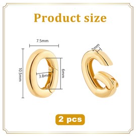 PH PandaHall Pack of 2 925 Sterling Silver Spring Clip Connectors, 10.5 x 7.5 mm, Golden Necklace Reinforcer, Snap Closure Ring for Making Bracelets, Jewellery and Crafts