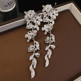 TOFBS Flower Earrings Metal Tassel Drop Dangle Earrings Long Petal Boho Statement Vintage Gifts Accessories Jewellery for Women and Girls, ✰