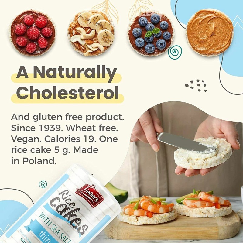 Lieber's Thin Rice Cakes Sea Salt, 3.1 oz. (3 Pack)