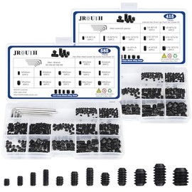 1000pcs Metric + SAE Set Screw Assortment Kit, Internal Hex Drive Cup-Point Allen Screws Set 12.9 Class Alloy Steel Grub Screw (M3-M8, 1/8"-40 to 5/16"-18)