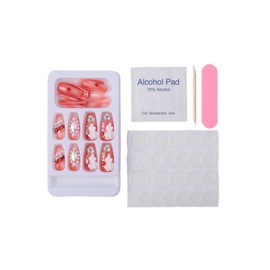 Generic BlingJellyfish Press On Nails Mediun Long Square Fake Nails With Designs Bling Glossy Rhinestone False Nails 24PCS For Party, Evens And Weding. (A13), Medium