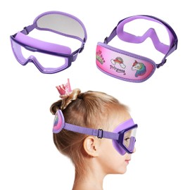 RUIGAO Kids Swim Goggles Age 4-7, Toddler Goggles No Tangle, Child Swimming Mask/Bungee Strap/Soft Band (1PK - Purple Princess)