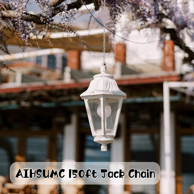 AIHSUMC 150ft Jack Chain, Galvanized Steel Link Chain with Spool