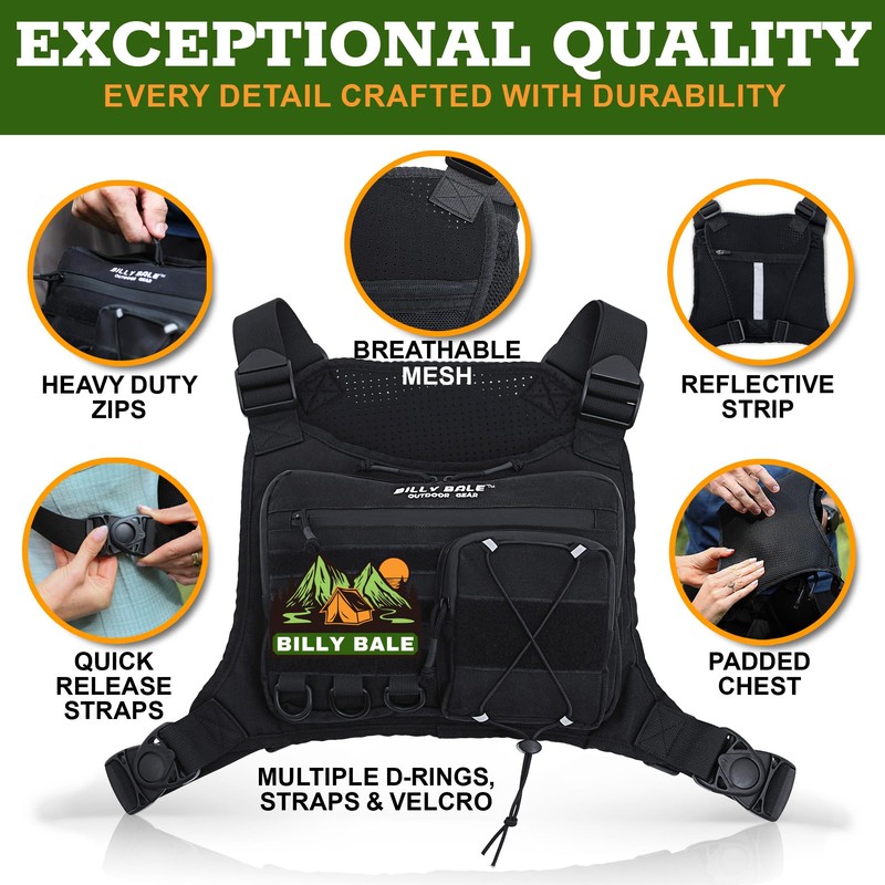Billy Bale Sports Chest Bag – Lightweight, Outdoor Water-Resistant Adjustable