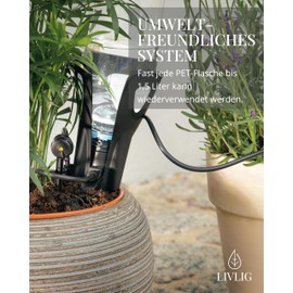 LIVLIG Irrigation with PET Bottle, Raised Bed Irrigation, Irrigation System without Water Connection for up to Six Plants, Gentle Drip Irrigation