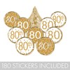 White and Gold 80th Birthday Party Favor Stickers - 180