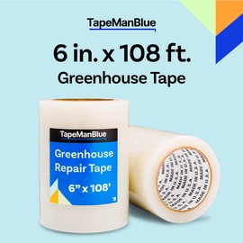 6" x 108' Roll of Greenhouse Repair Tape, Made in USA, Heavy Duty, Clear Poly Patch Tape for Repairing Greenhouses and Plastic Sheeting, UV Resistant Polyethylene Film for Seaming & Splicing