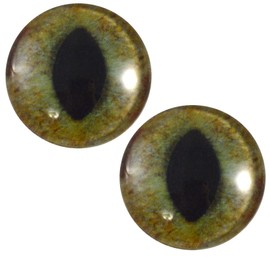 2 Pairs 40mm Cat Style Glass Eyes Bundle Large Realistic Green and Brown and Pale Blue Animal Kitten Faux Taxidermy Art Jewelry Sculpture Polymer Clay Prop Supply Wire Wrap Felting Crafting Cabochons
