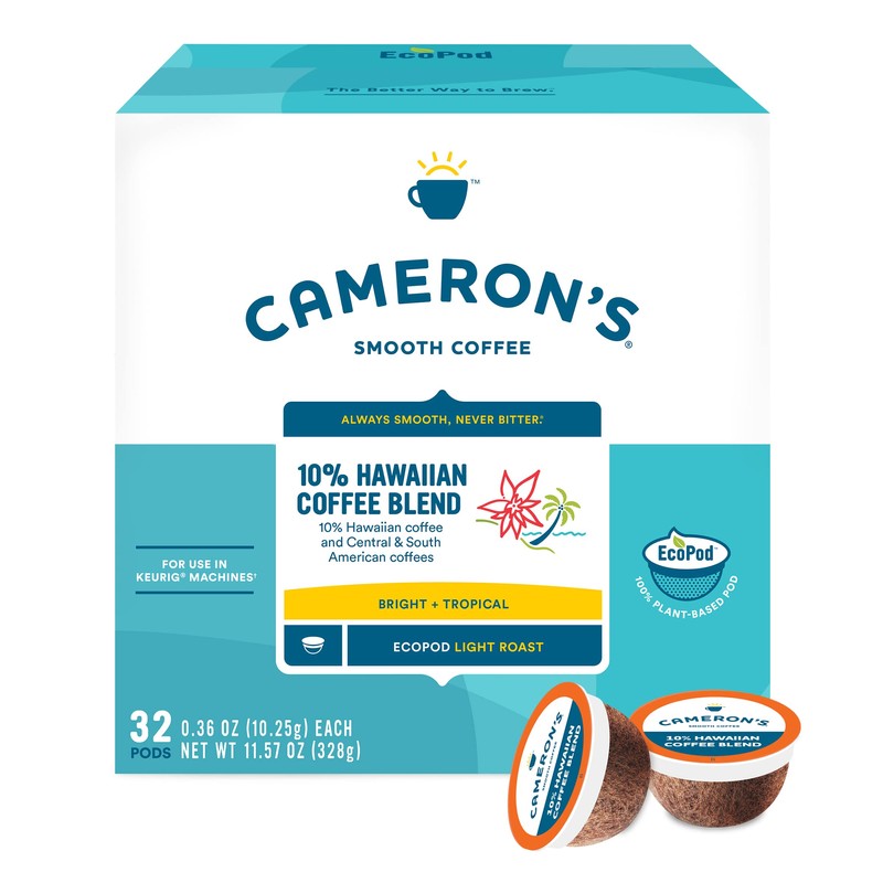 Cameron's Coffee Single Serve Pods, 10% Hawaiian Coffee Blend, 32
