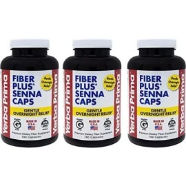 Yerba Prima Fiber Plus Senna Capsules 180 count   Pack of 3 EXP.04/2027