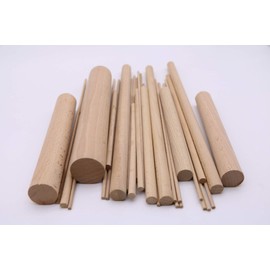LOKYO Rice Hiba Round Bar, Keyaki Round Bar, Diameter 0.4 inches (10 mm), Length 11.8 inches (30 cm), Wood, For DIY Models, Arts and Crafts, For Maibee, Pack of 10