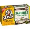 Season Sardines in Olive Oil - Wild Caught, 22g of Protein, Keto Snacks, More Omega 3's Than Tuna, Kosher, High in Calcium, Canned Sardines - 4.37 Oz Tins, 12-Pack