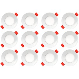 AB Elektro LED recessed spotlights, 230 V, flat, set of 12, 3 W LED spotlights, 6500 K, 70 mm, IP20