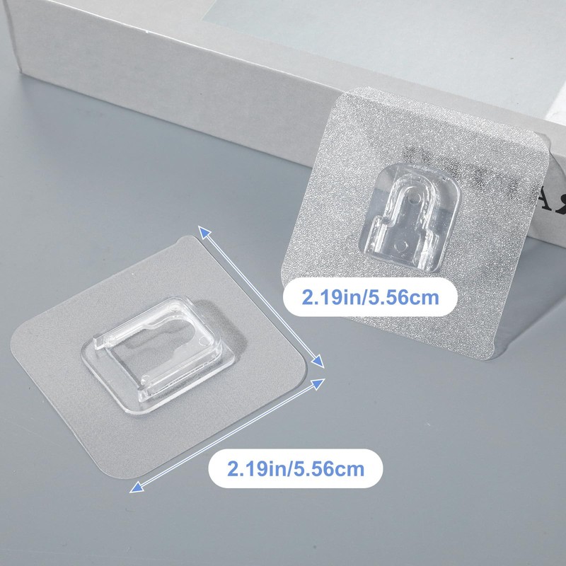 Sorcristy 20 Pack Clear Double-Sided Adhesive Wall Hooks, Self-Adhesive Hooks