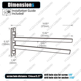 KOKOSIRI Swivel Towel Bars Swing Out Hand Towel Holder 2-Arm for Bathroom Kitchen Toilet Wall Mounted Chrome Stainless Steel B5007CH-A2