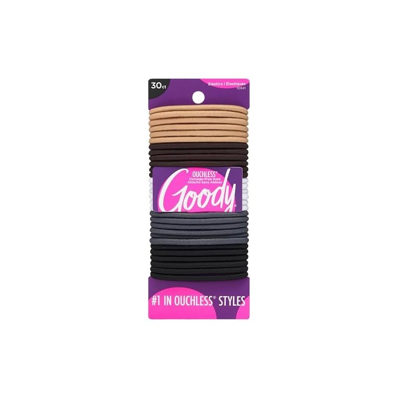 Goody Ouchless trenzado Java Bean elástico, neutro, 30 unidades