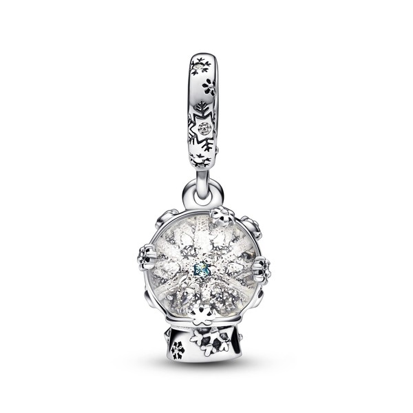 Pandora Snowflake Snow Globe Charm Pendant Made of Sterling Silver, Decorated with Cubic Zirconia Stones, Moments Collection, Compatible Moments Bracelets, 792369C01, Silver, Cubic Zirconia