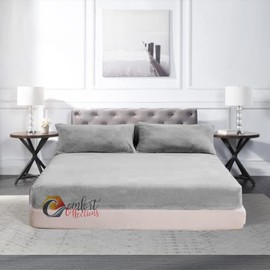 Extra Deep Fitted 30cm Teddy Fleece Fitted Bed Sheet Plain Thermal Warm and Cosy Soft Luxury Bedding Silver Fitted Bed Sheet Single 90cm x 190cm + 30cm Approximate