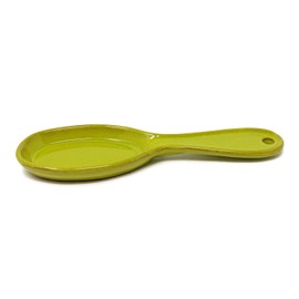 Verano Spanish Ceramics Selena Glaze Hand Dipped Decorative Spoon Rest - Home Décor Dining Tabletop Dishware Sharing Serving Utensils Kitchen Teaspoon & Tea Bag Holder - 27cm Lime Green