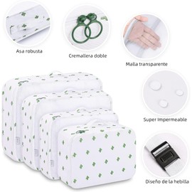 Organizadores de Viaje para Maletas,12 en 1 Set de Organizador de Equipaje,Impermeable Organizador de Maleta, para Ropa Zapatos,Cosméticos de bolsas organizadoras de viaje (Blanco)