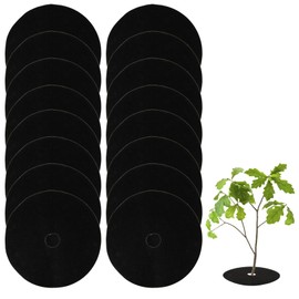 MAQIHAN Tree Ring Mulch Mat Root Barrier Tree Protectors Weed Mat for Garden Fabric Weed Barrier Ring Tree Rings Landscaping Non Woven Black Mulch for Garden 16 Sheets 12.6inch Landscape Decor