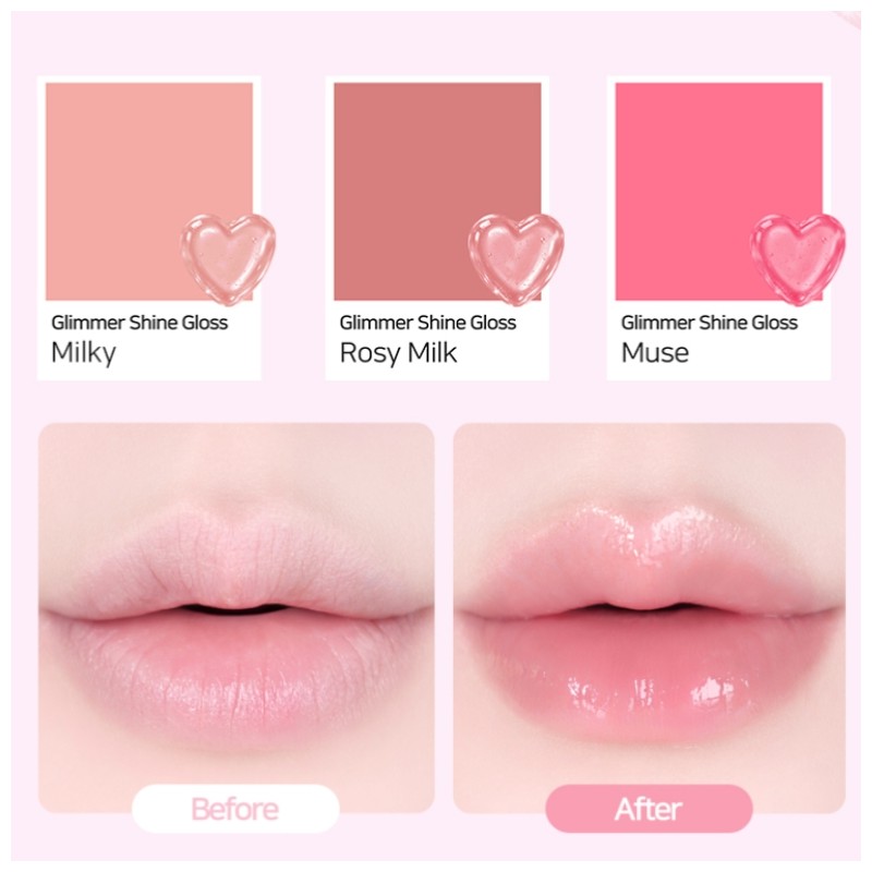 LOVEFLEUR TGlimmer Shine Gloss 2colors, Color1#$%Color2:Rosy Milk-Rosy Milk