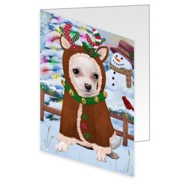 Doggie of the Day Christmas Gingerbread Reindeer Chihuahua Dog Note Cards - Adorable Pets Invitation Cards with Envelopes - Pet Artwork Christmas Note Cards (1 Note Card)